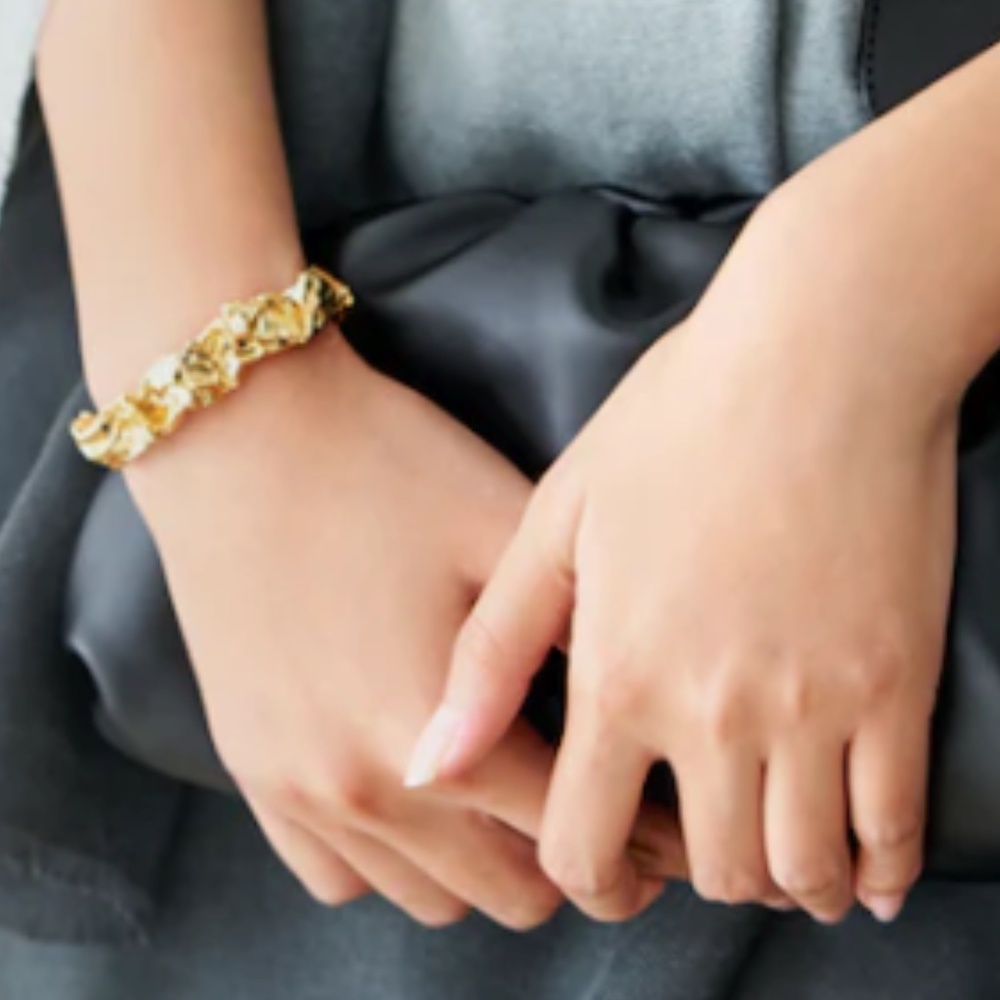 Amber Sceats Textured 24k Gold Plated Brass Emery Cuff